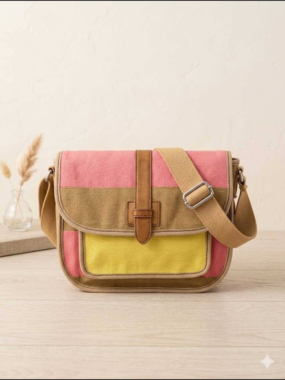 Fossil Vintage Canvas Striped Messenger Bag